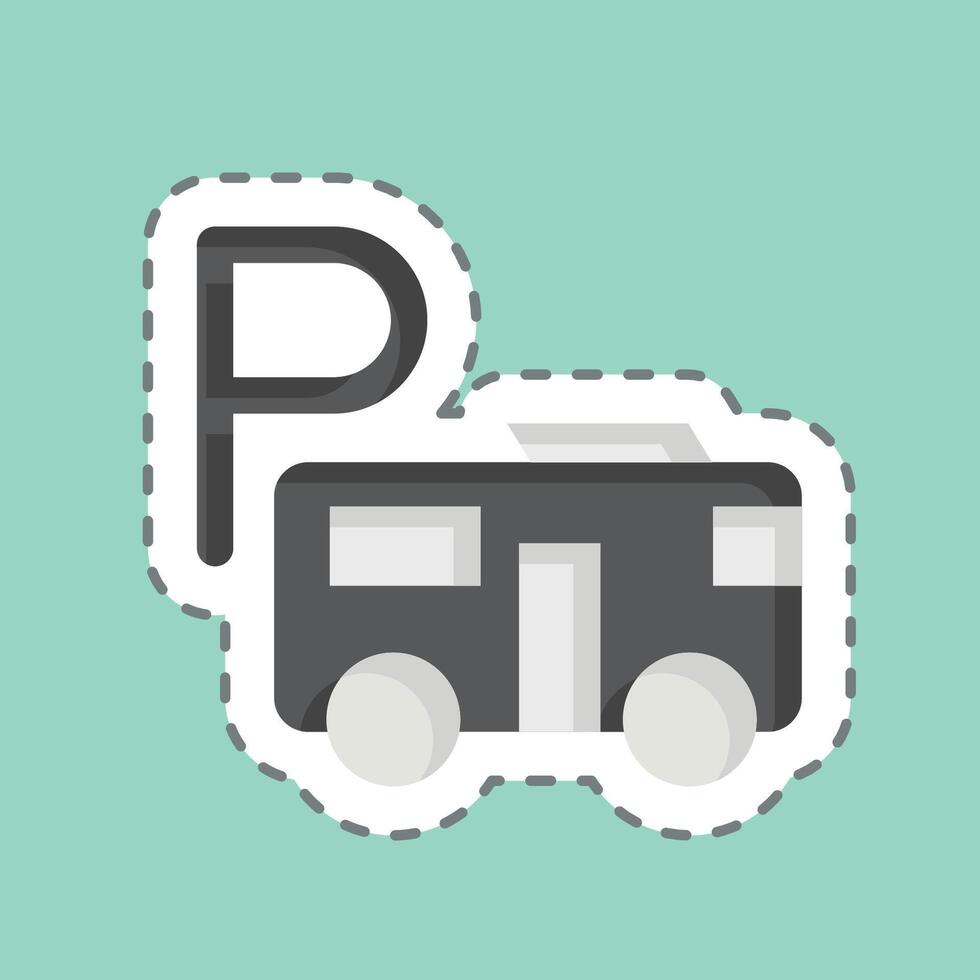 Sticker line cut Bus Parking. related to Parking symbol. design editable vector