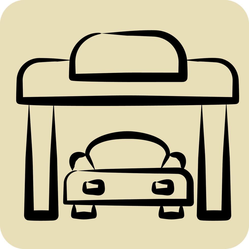 Icon Garage. related to Parking symbol. hand drawn style. design editable vector