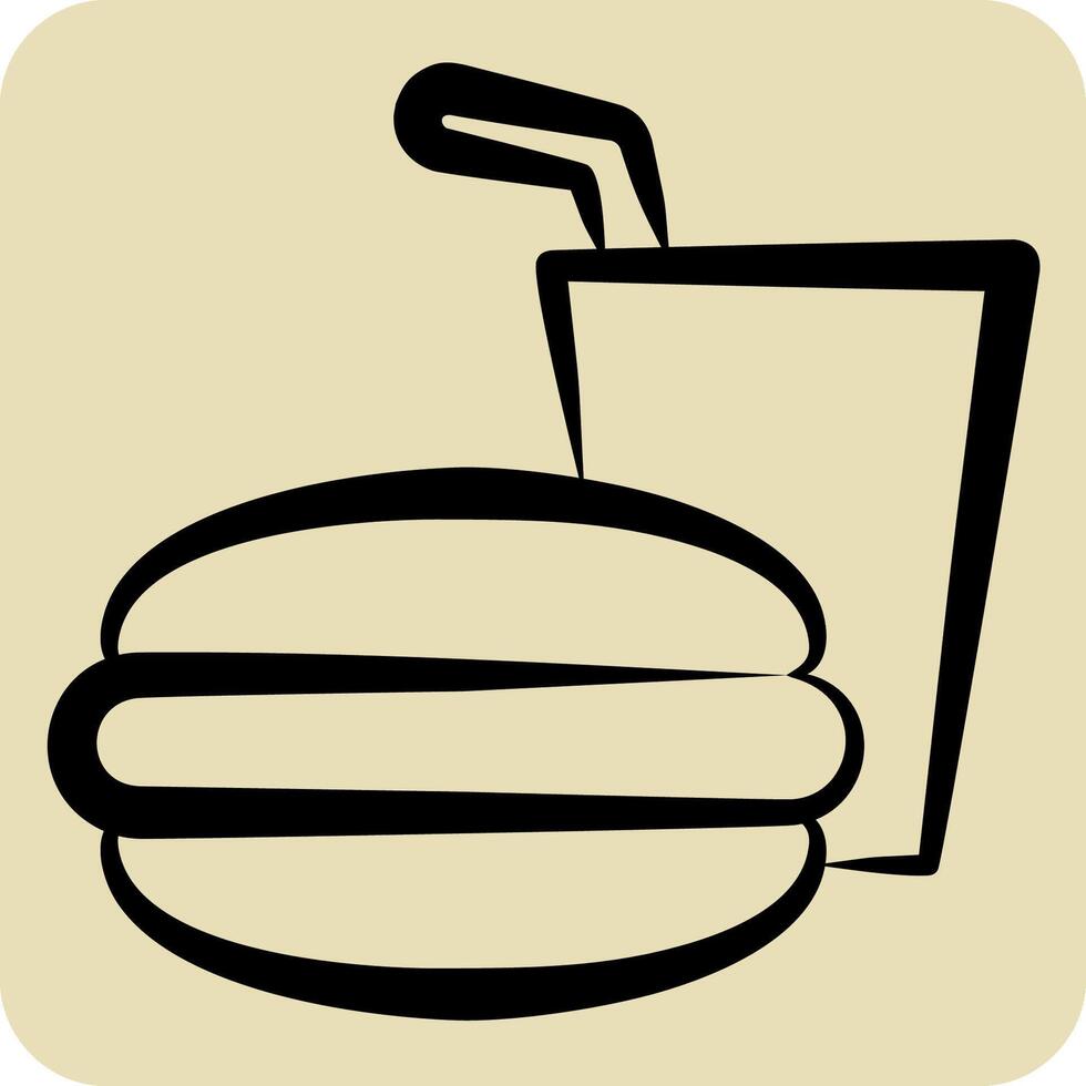 Icon Fast Food. related to Restaurant symbol. hand drawn style. design editable vector