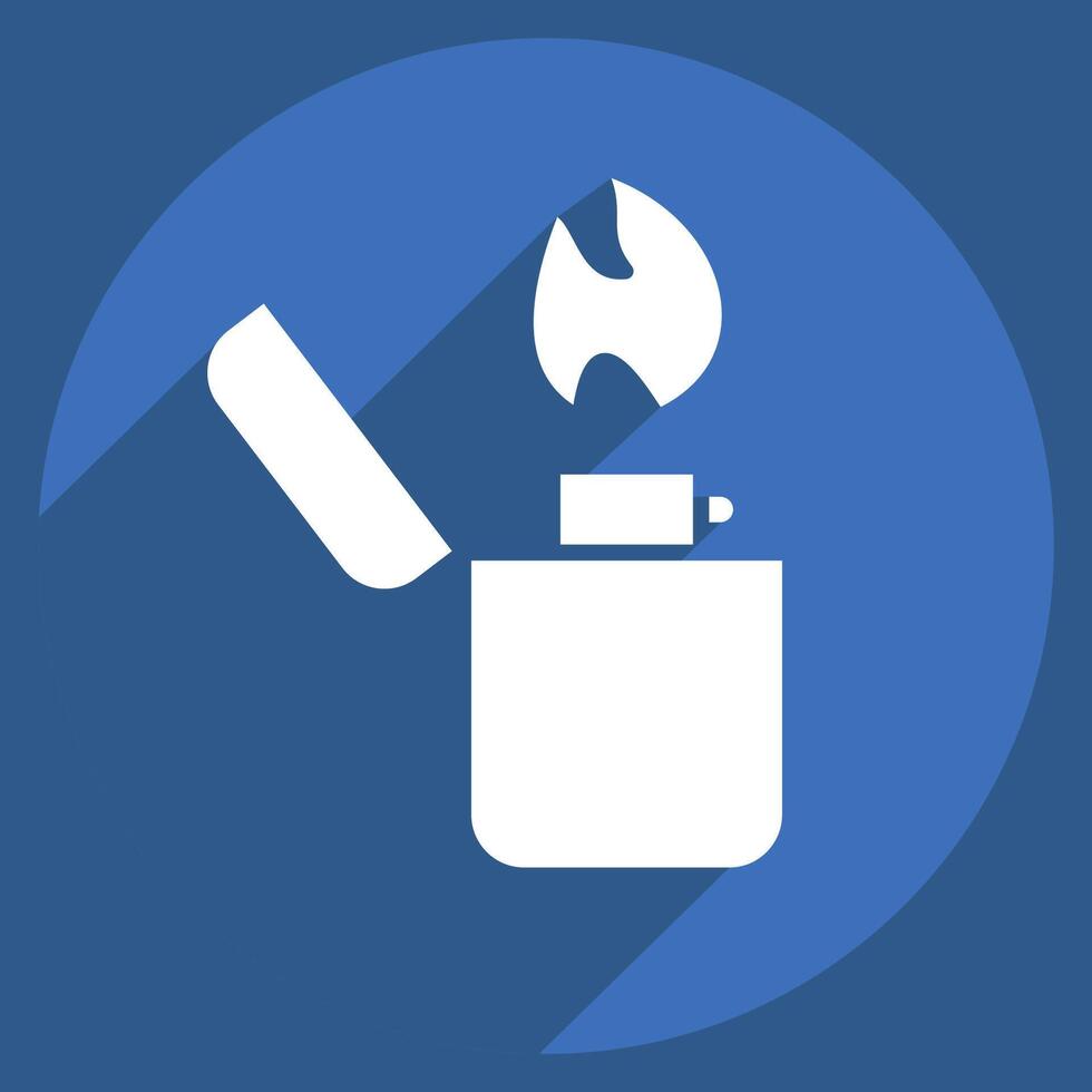 Icon Lighter. related to Smoking symbol. long shadow style. design editable vector