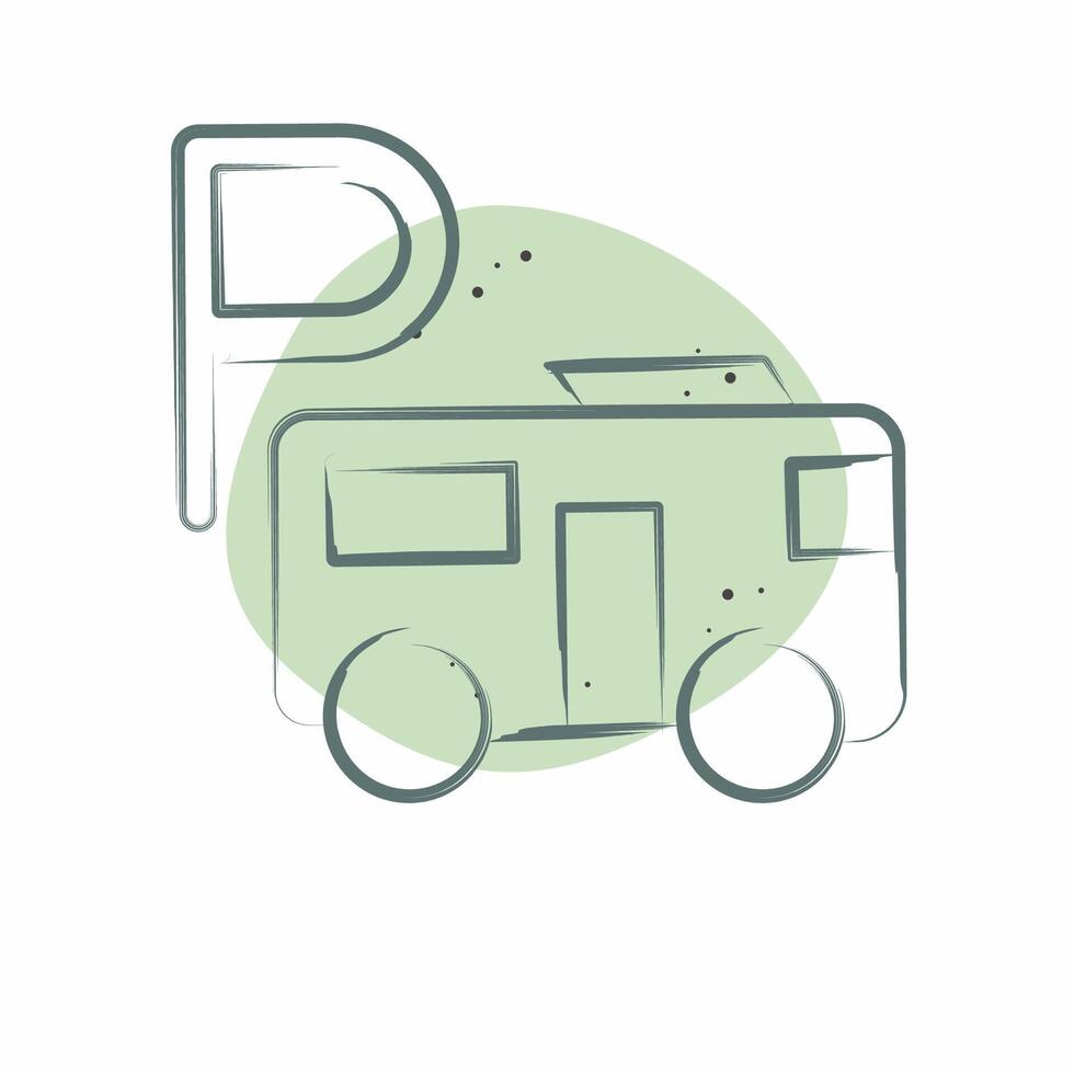 Icon Bus Parking. related to Parking symbol. Color Spot Style. design editable vector