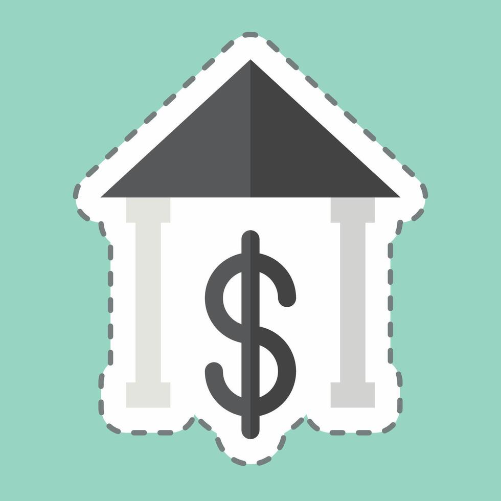 Sticker line cut Bank. related to Savings symbol. design editable vector