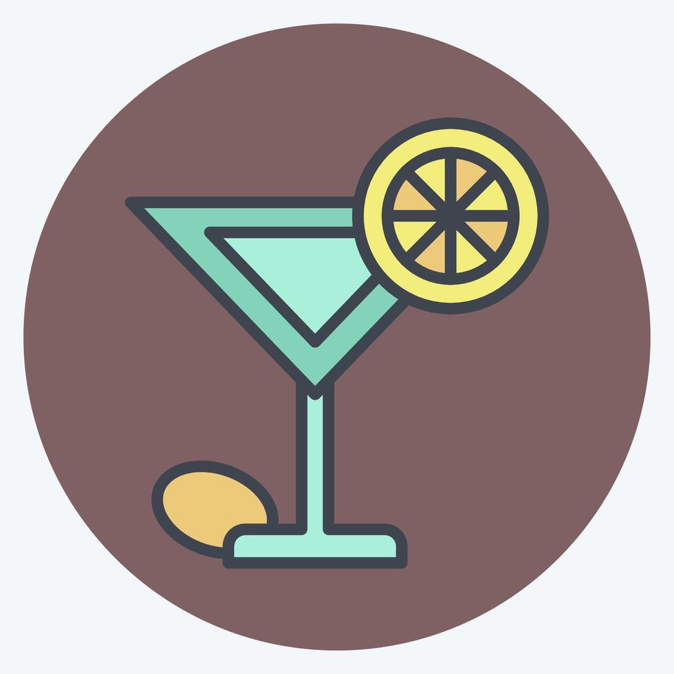 Icon Cocktails. related to Restaurant symbol. color mate style. design editable vector