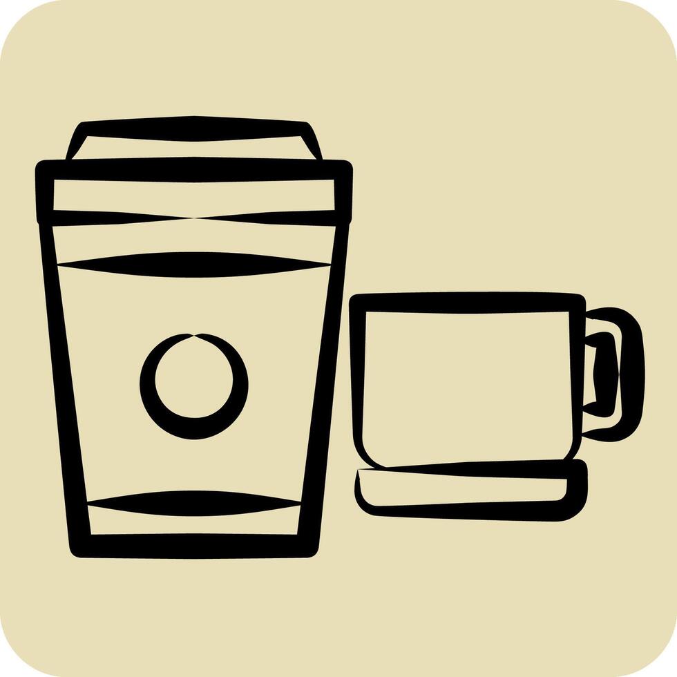 Icon Coffe. related to Restaurant symbol. hand drawn style. design editable vector