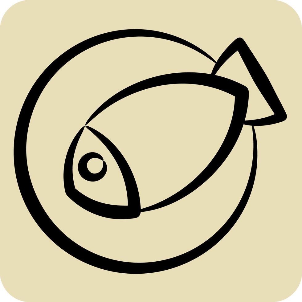 Icon Sea Food. related to Restaurant symbol. hand drawn style. design editable vector