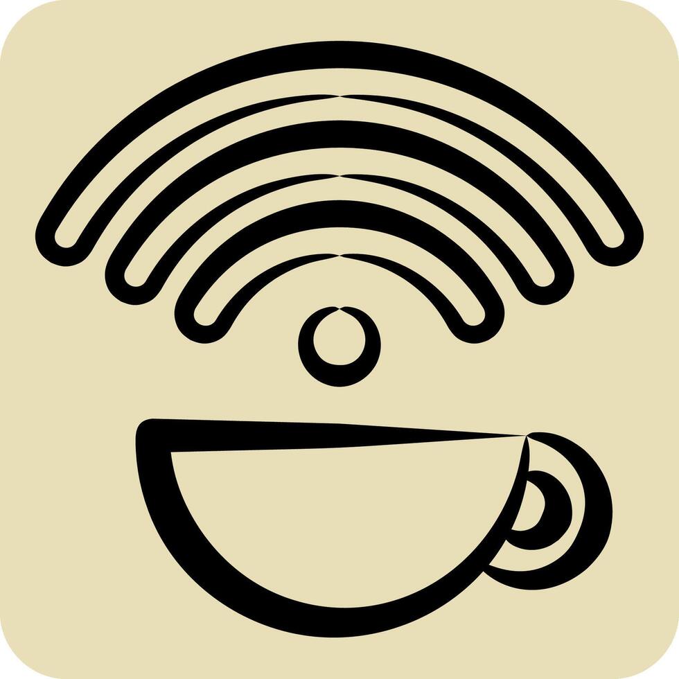 Icon Free Wifi. related to Restaurant symbol. hand drawn style. design editable vector