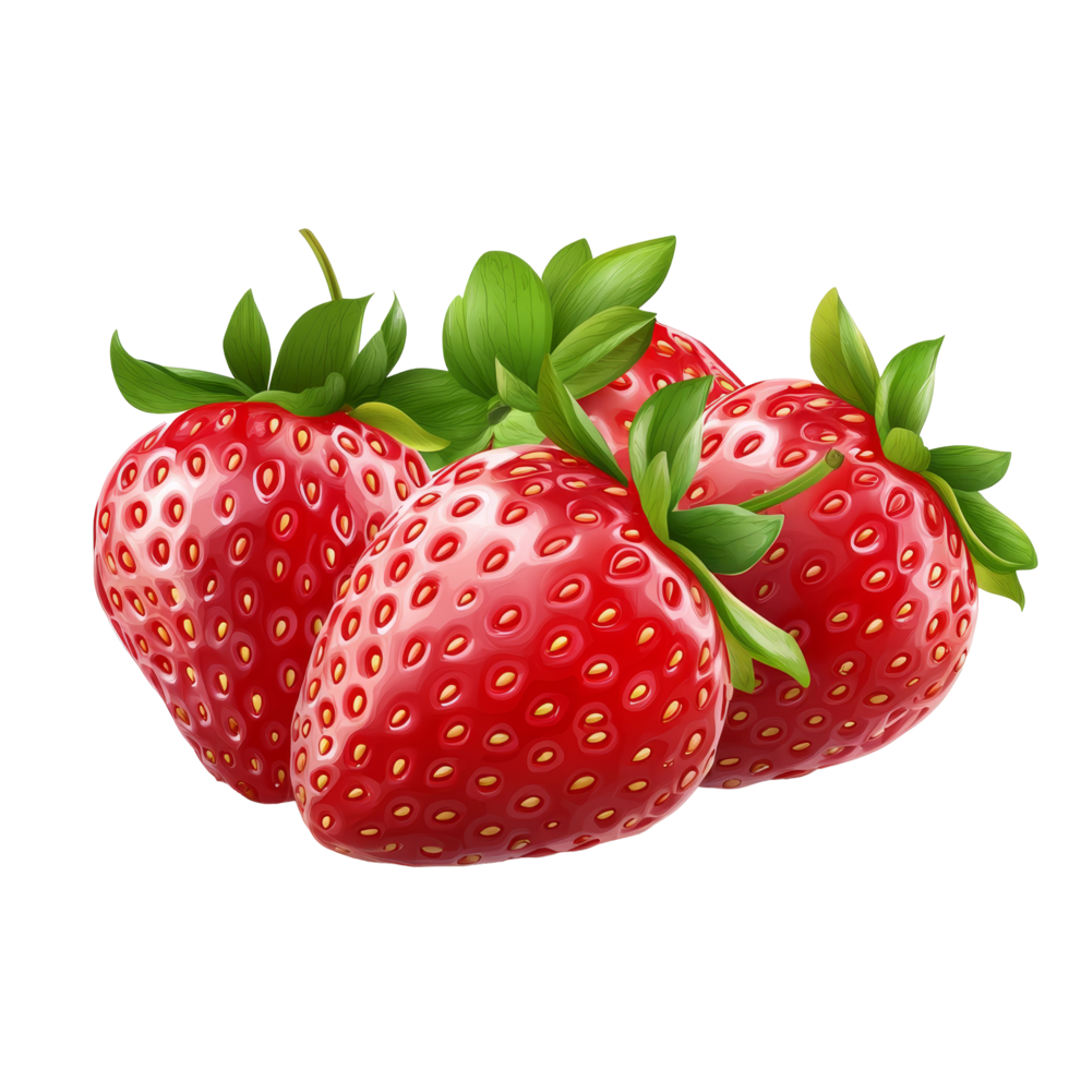 Fresh strawberries on a transparent background showcasing their vibrant color and luscious texture, Beautiful strawberries isolated transparent background png