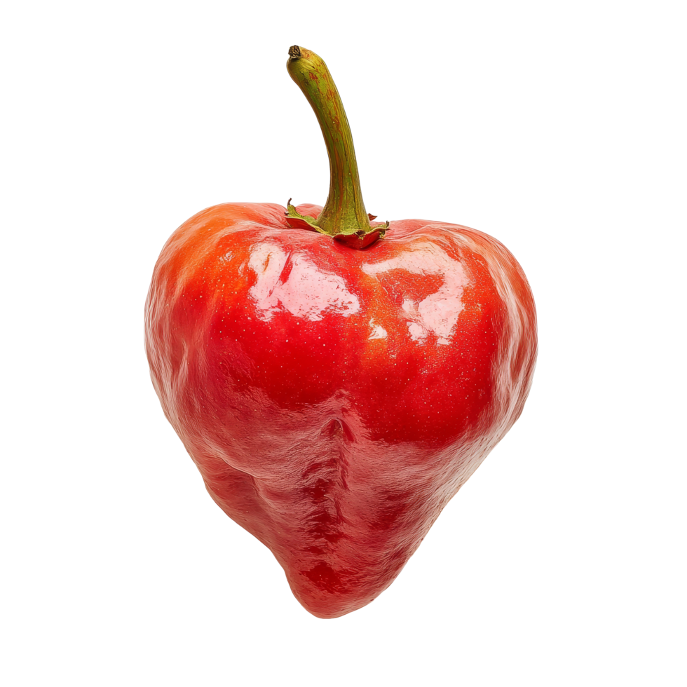 Fresh rose apple against a clean transparent background showcasing its vibrant color and unique shape, Rose apple in transparent background format png