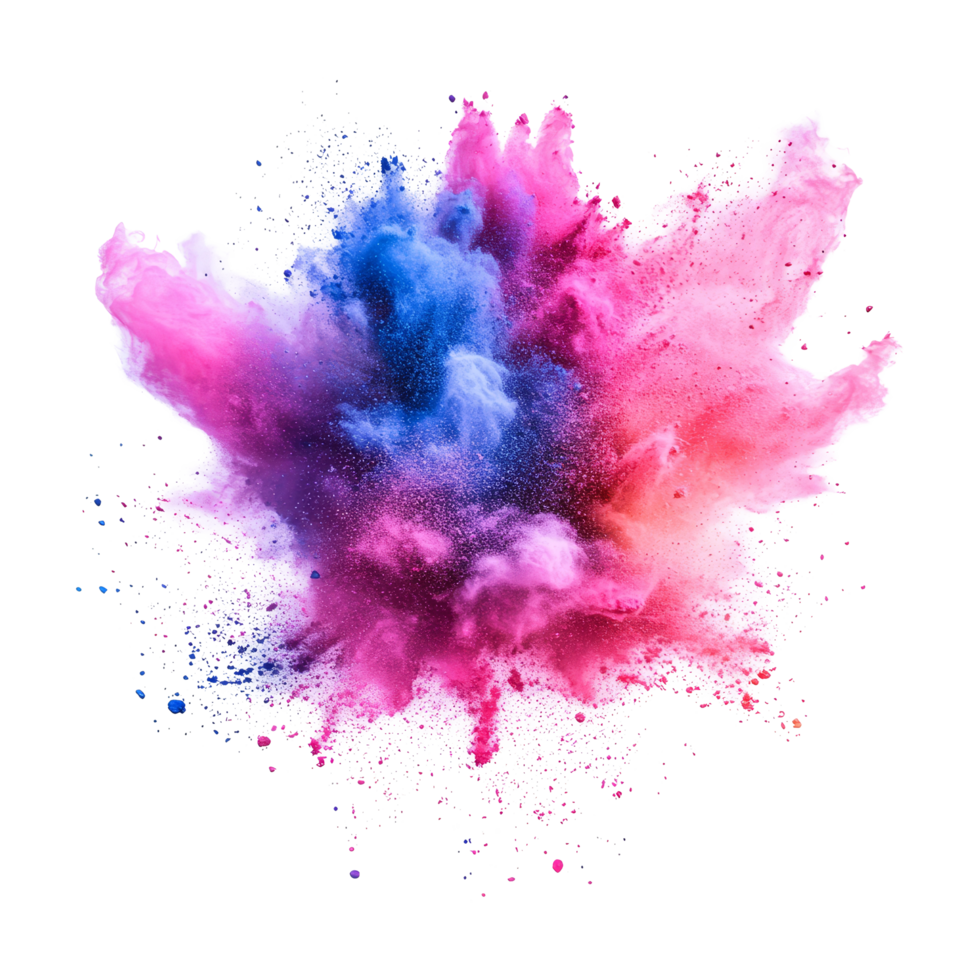 Vibrant color powder explosions create a multicolored dust cloud in festivities celebrated across various, Vibrant Color Powder Explosions, Multicolored Dust Clouds Isolated on transparent background png