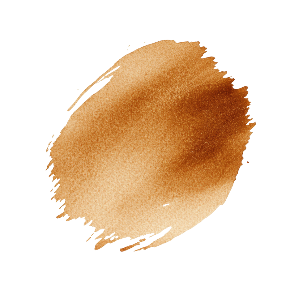 Brown watercolor stain on a transparent background showcasing artistic texture and fluidity in paint, brown stain paint isolated on transparent backgroud png