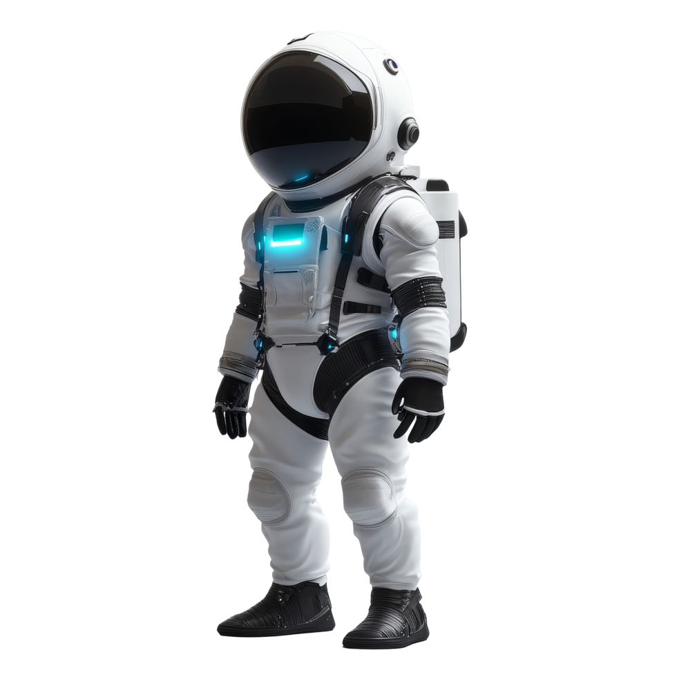 A futuristic AI astronaut kit displayed on a clean transparent background highlighting innovation and technology, First ai kit on transparent background png