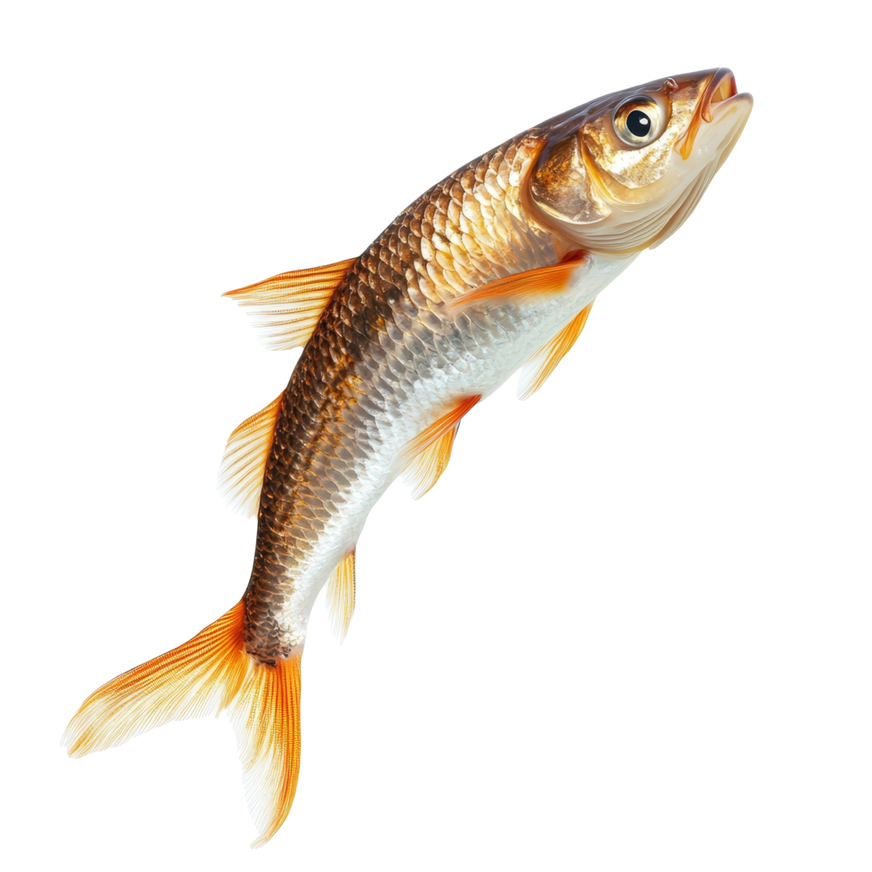 Dynamic fish leaping in mid air against a clean transparent background, Dynamic Fish Leap isolated on transparent background png