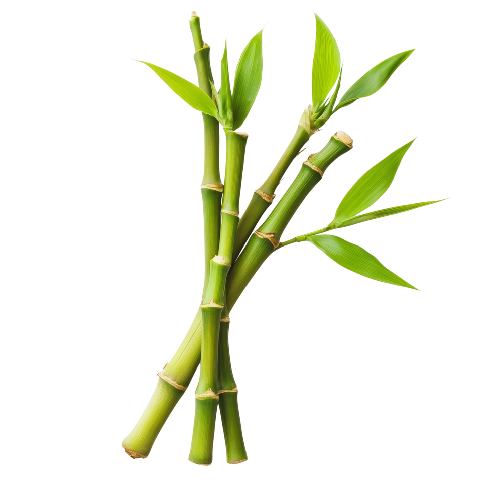 Fresh bamboo shoots arranged on a clean transparent surface showcasing vibrant green colors, Bamboo shoot on transparent background png