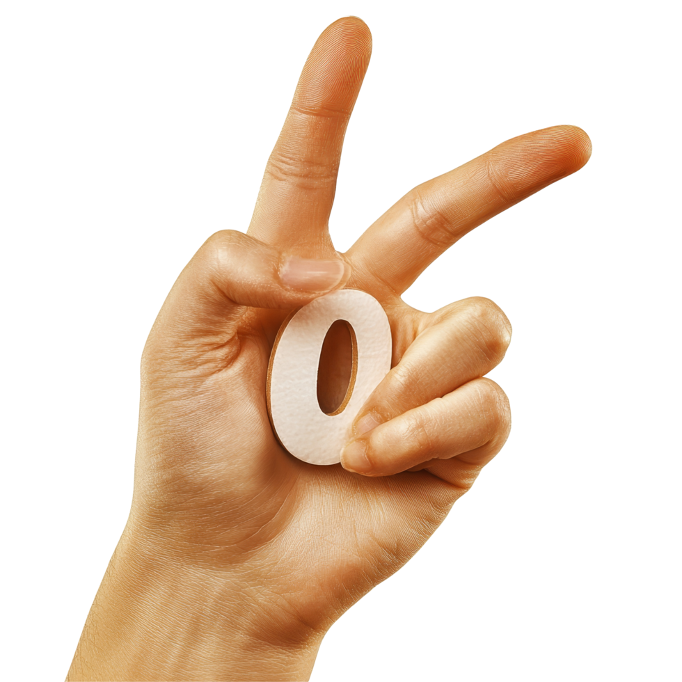 A hand making an OK sign with a finger positioned to represent the number zero against a transparent background, Hand OK sign on transparent backgroundfile png