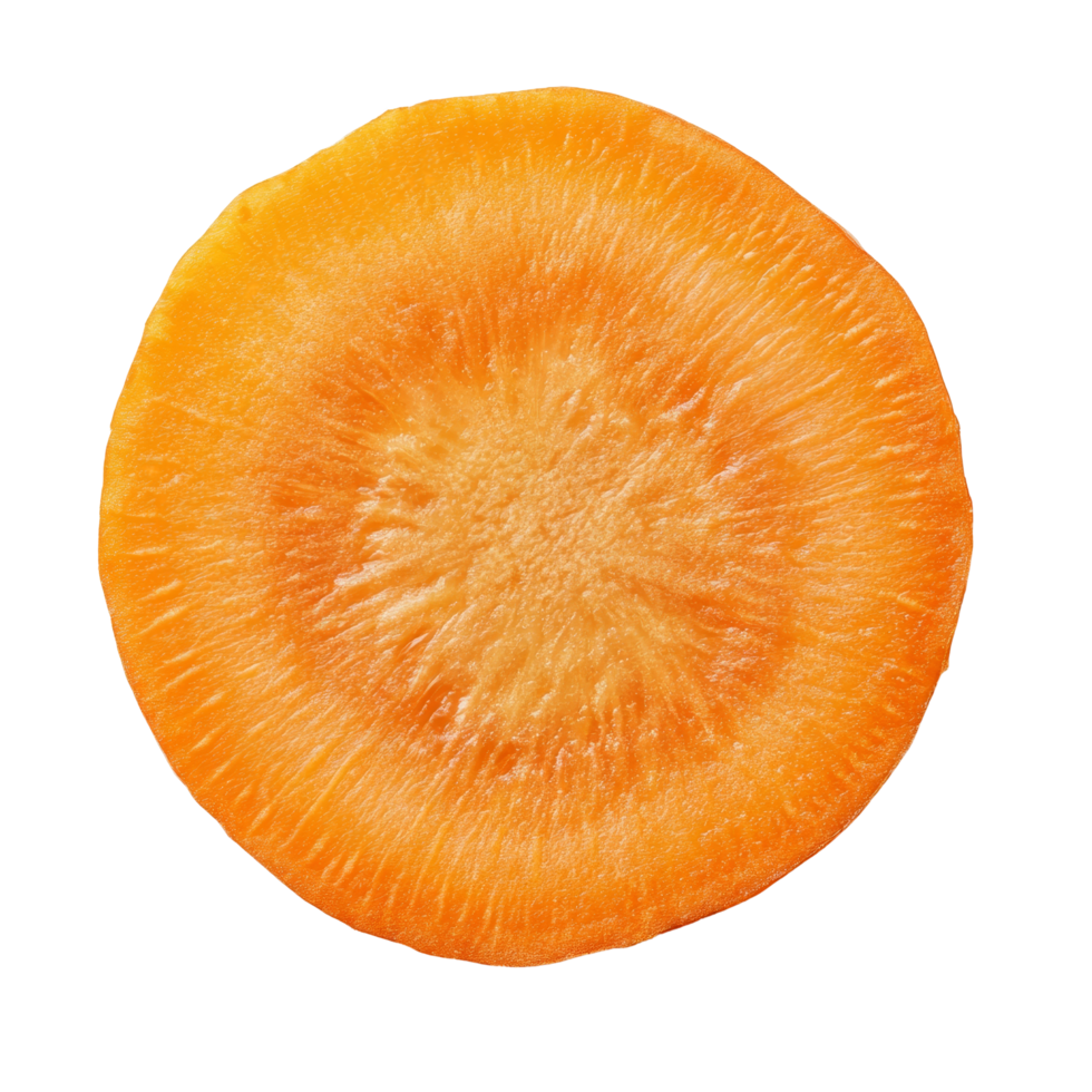 Sliced carrot showing vibrant orange color isolated on a clean transparent background for food preparation and design, carrots slice isolated on transparent background png