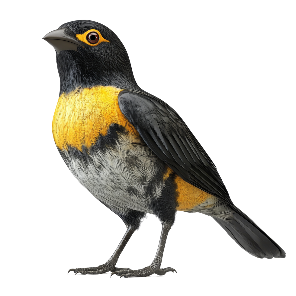 A vibrant modeled bird in full body showcasing detailed plumage against a clean transparent background, 3D Modeled Bird Full Body on transparent background png