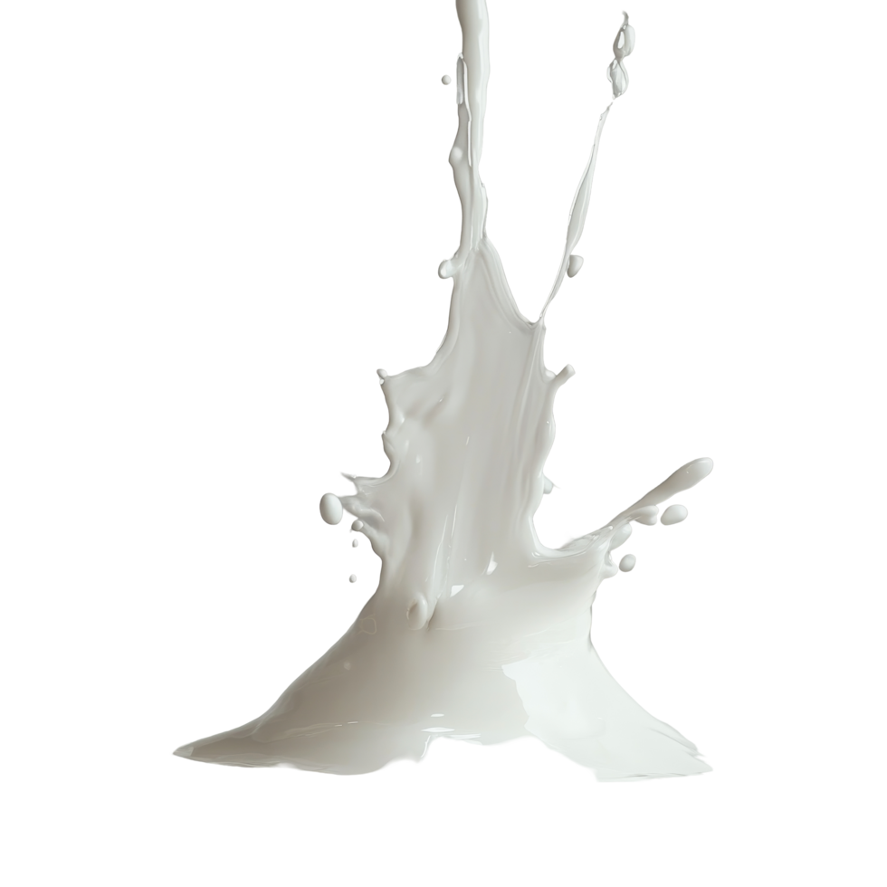 Dynamic milk splash captured in mid air against a soft background, evoking a sense of freshness and fluidity, Milk splash isolated png