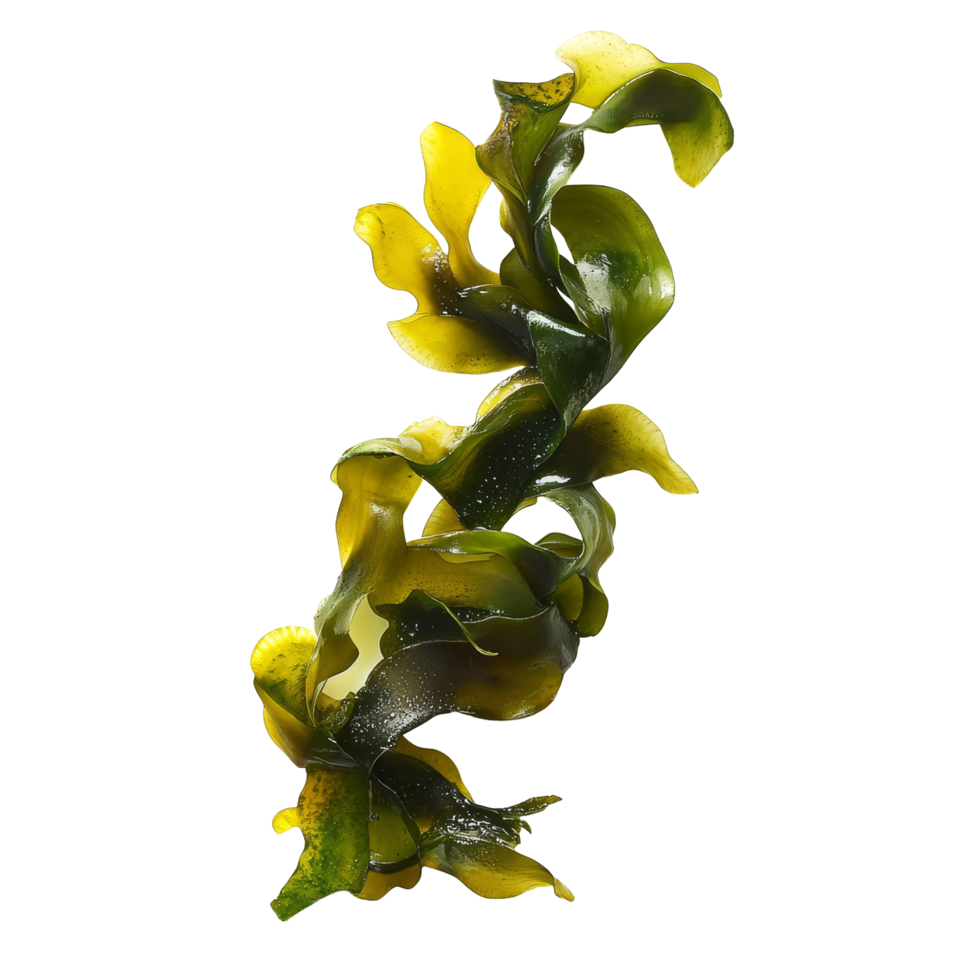 Fresh seaweed displayed against a clean transparent background highlighting its texture and color, seaweed on transparent background png
