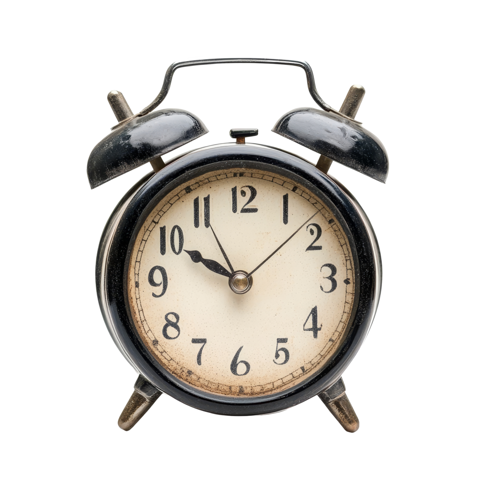 Classic alarm clock on a transparent background indicating time and readiness for morning routines, Alarm clock on transparent background png