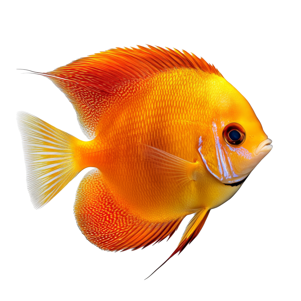 Vibrant discus fish swimming gracefully in a pristine transparent background, discus fish isolated on transparent background png