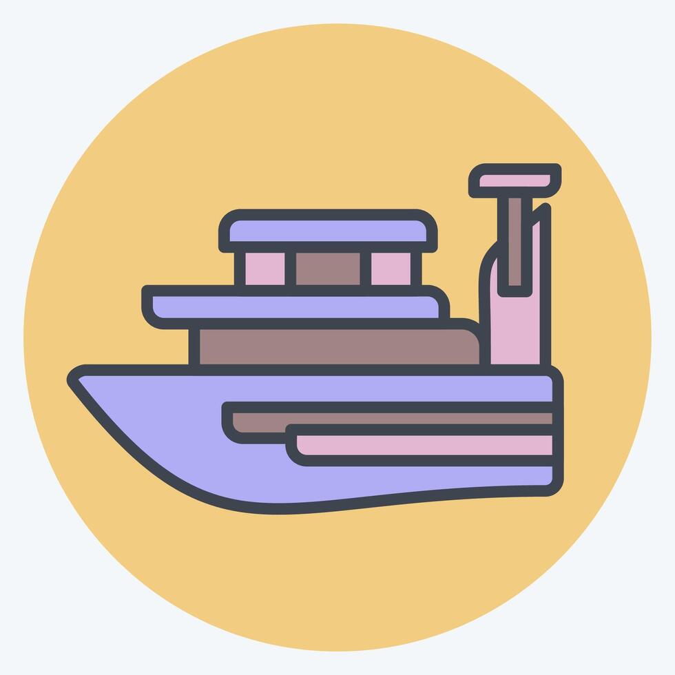 Icon Yacht. related to Summer symbol. color mate style. design editable vector