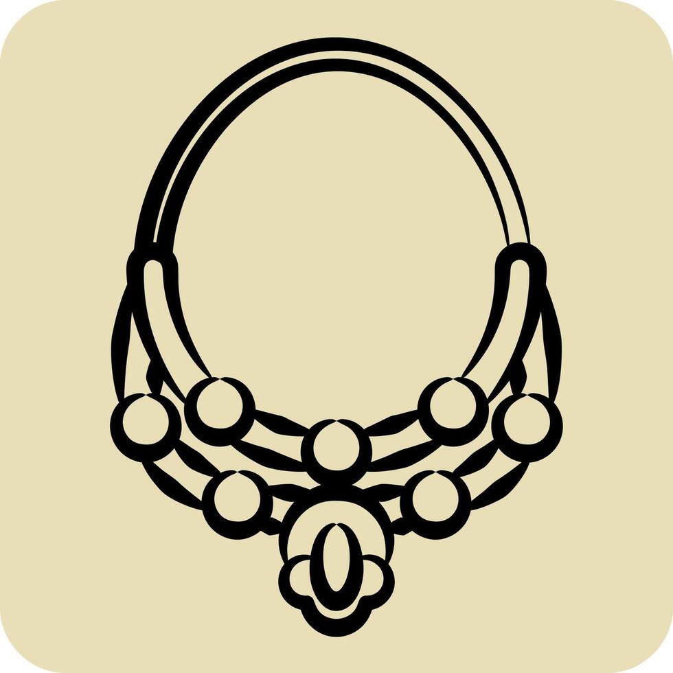 Icon Necklace. related to Summer symbol. hand drawn style. design editable vector