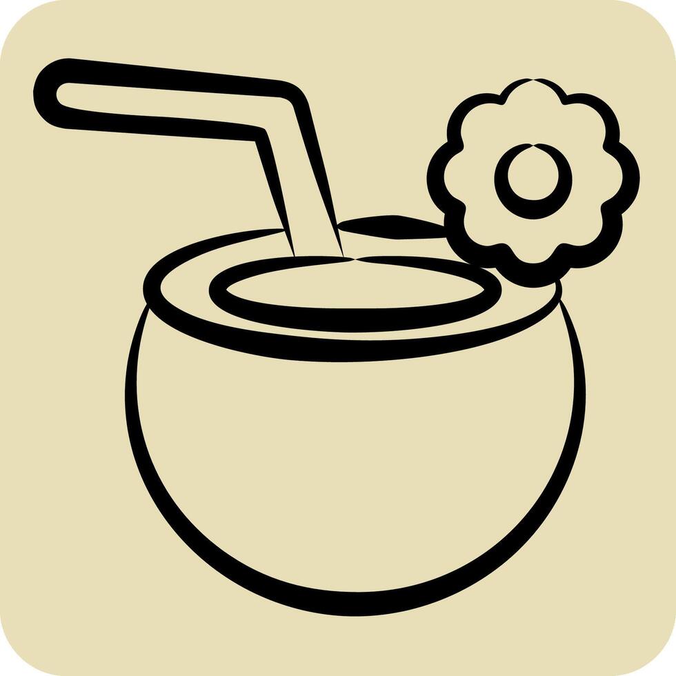 Icon Coconut. related to Summer symbol. hand drawn style. design editable vector