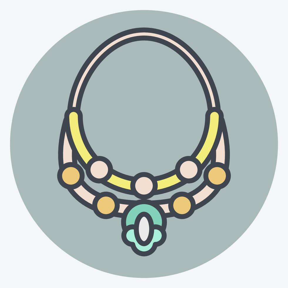 Icon Necklace. related to Summer symbol. color mate style. design editable vector