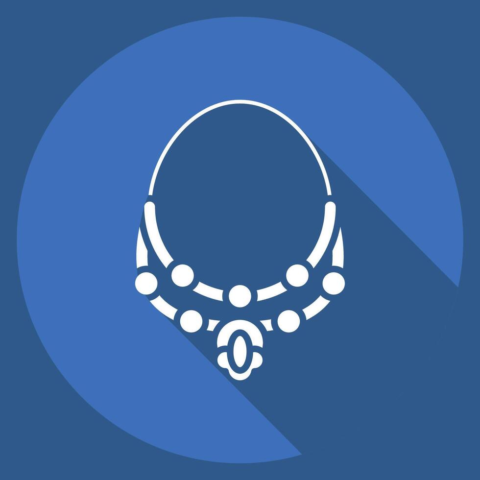 Icon Necklace. related to Summer symbol. long shadow style. design editable vector