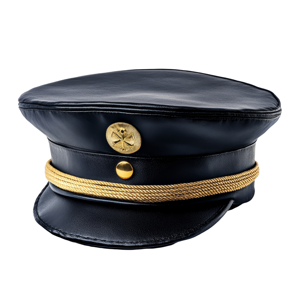 Stylish captain hat isolated on a transparent background for costume, theater, or nautical themes, Captain Hat Isolated on transparent background png
