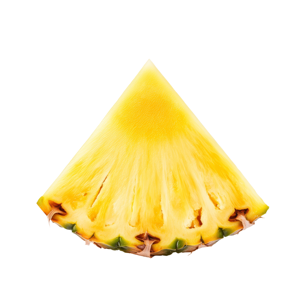 Fresh pineapple slice isolated on a transparent background showcasing its vibrant yellow color and unique texture, Pineapple slice isolated on transparent background png