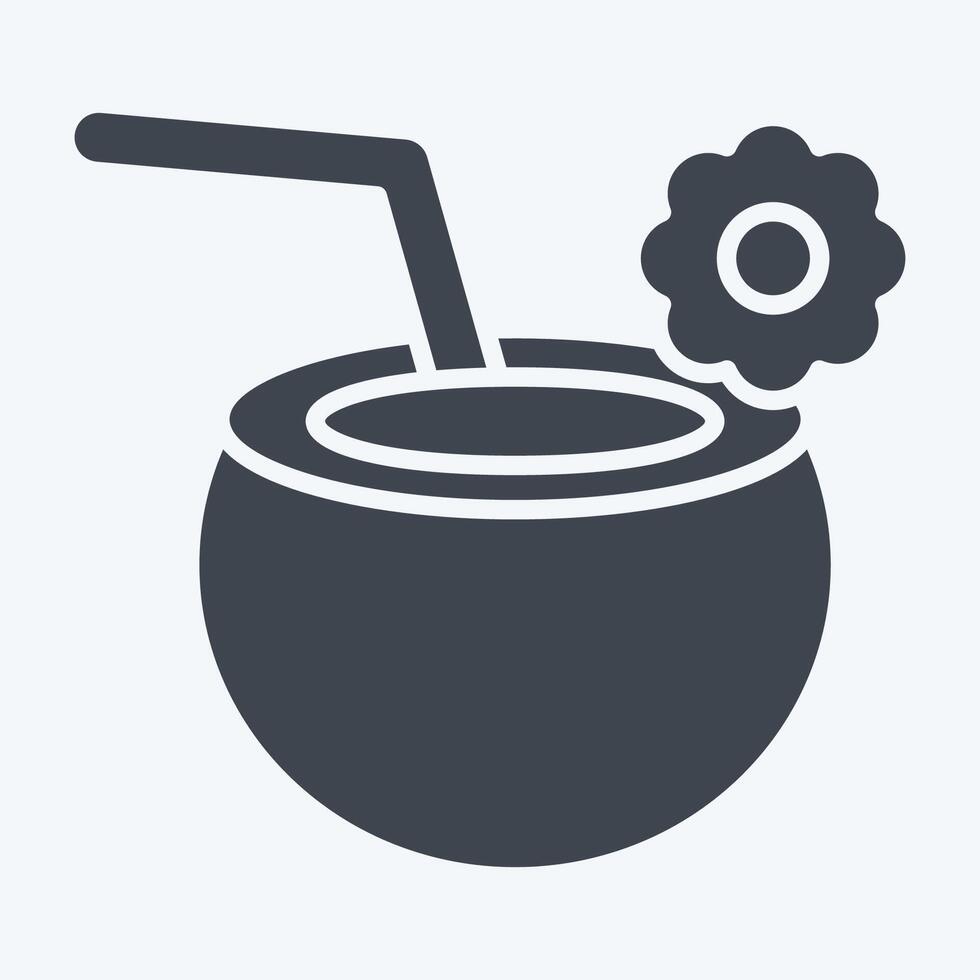 Icon Coconut. related to Summer symbol. glyph style. design editable vector