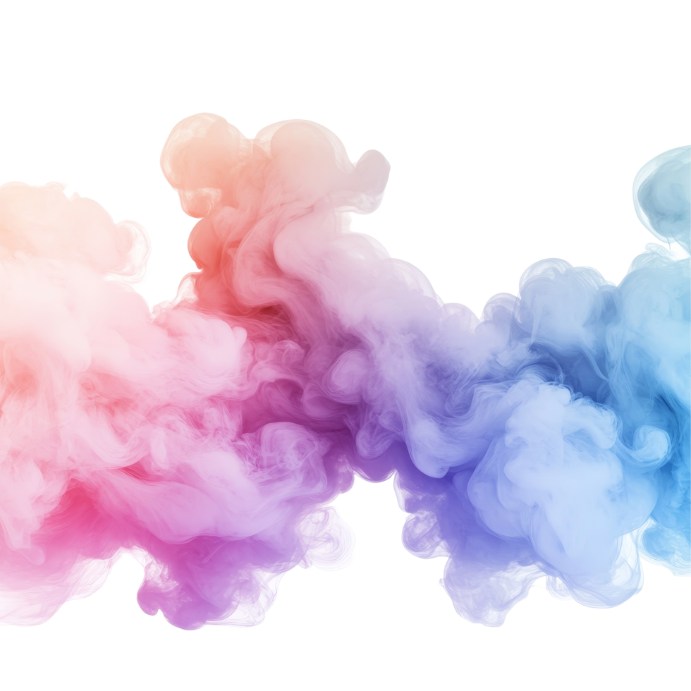 Colorful smoke swirls blend beautifully against a transparent background creating a mesmerizing visual experience, Colorful fog smoke transparent background. Fog smoke transparent background png