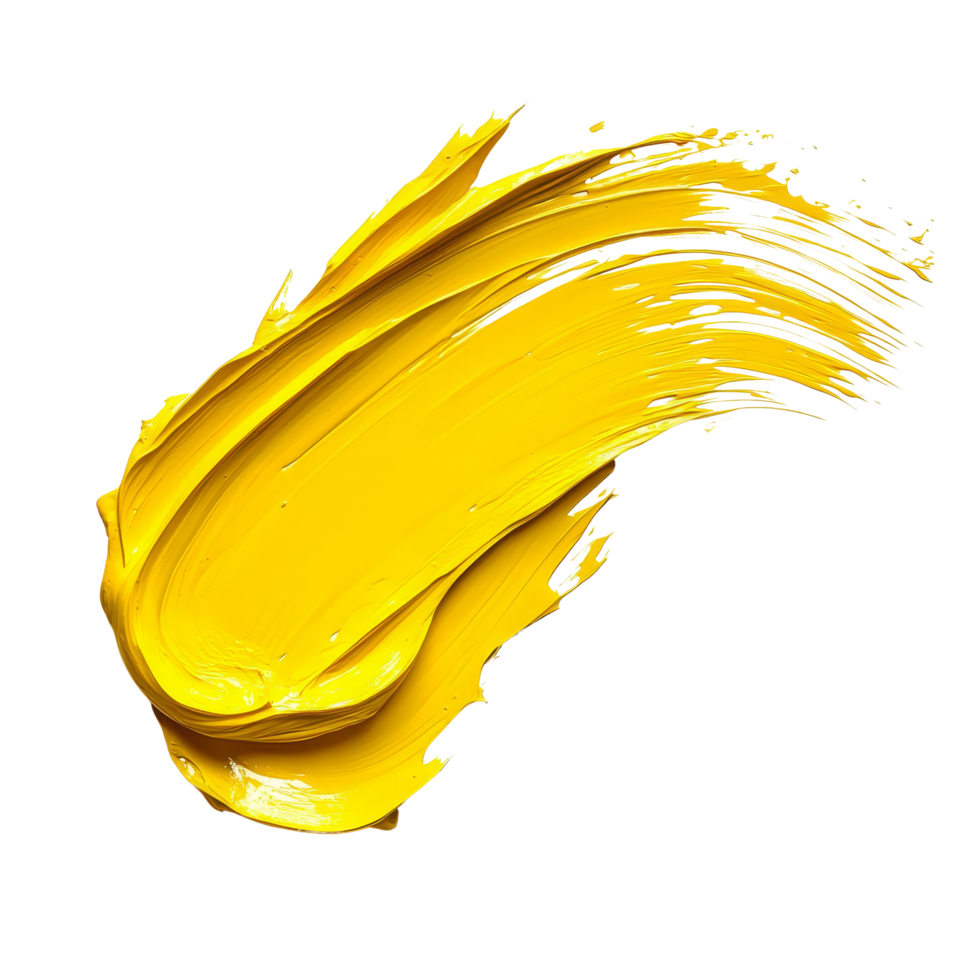 Twisted yellow paint brush stroke on a transparent background for artistic and creative design applications, twisted yellow paint brush stroke isolated on transparent background png