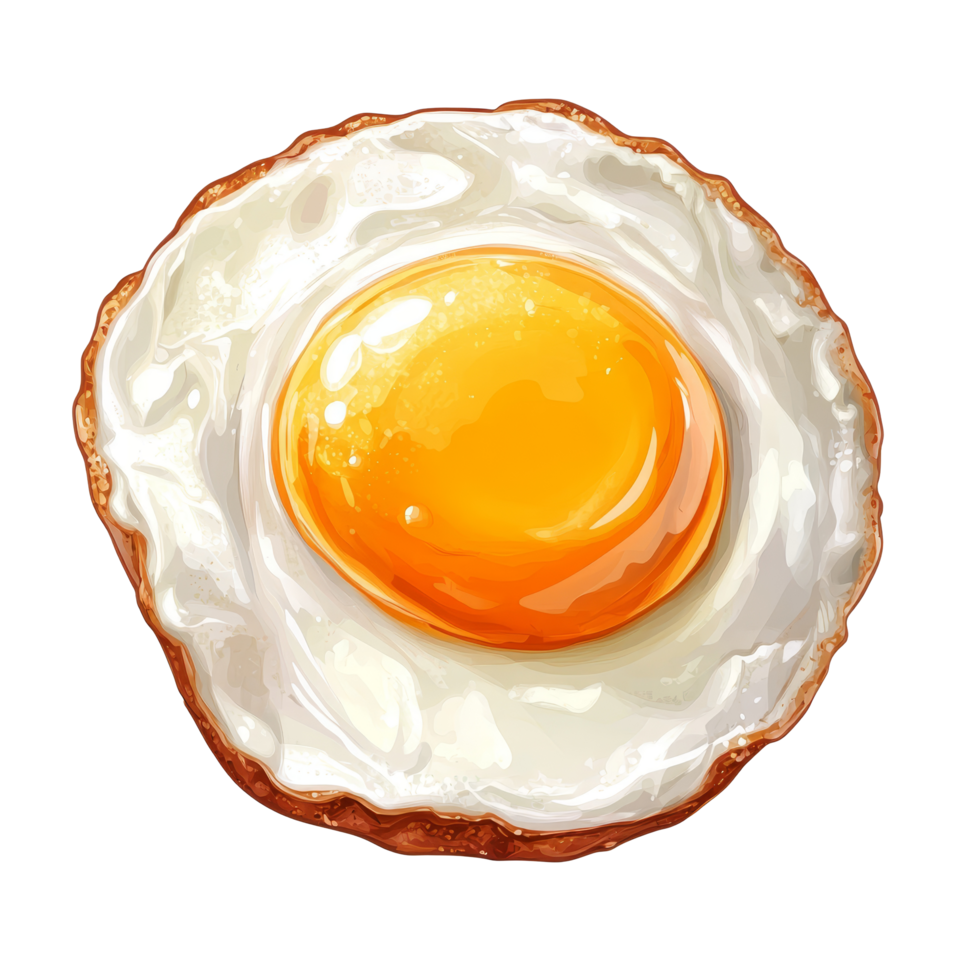 Delicious fried egg isolated on a clean background showcasing its golden yolk and crispy edges, Fried egg isolated Stock Illustration png