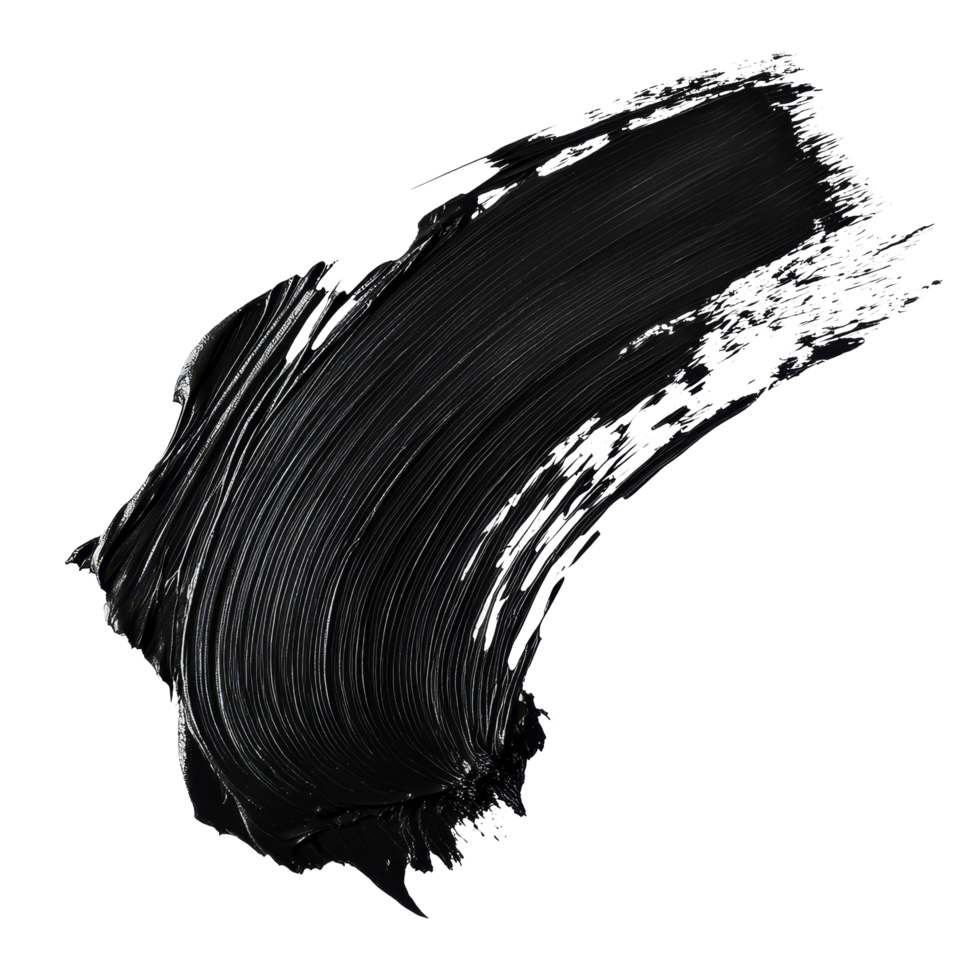 Bold black paint brushstroke on a pristine transparent background showcasing artistic expression, black color paint brushstroke isolated on transparent background png
