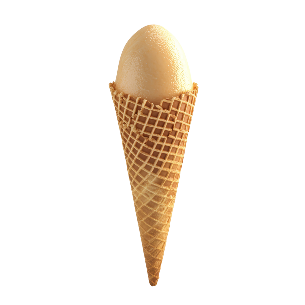 An empty single wafer cone ready for a scoop of ice cream in a bright and inviting setting, Single wafer cone empty ice cream cone Stock Illustration png