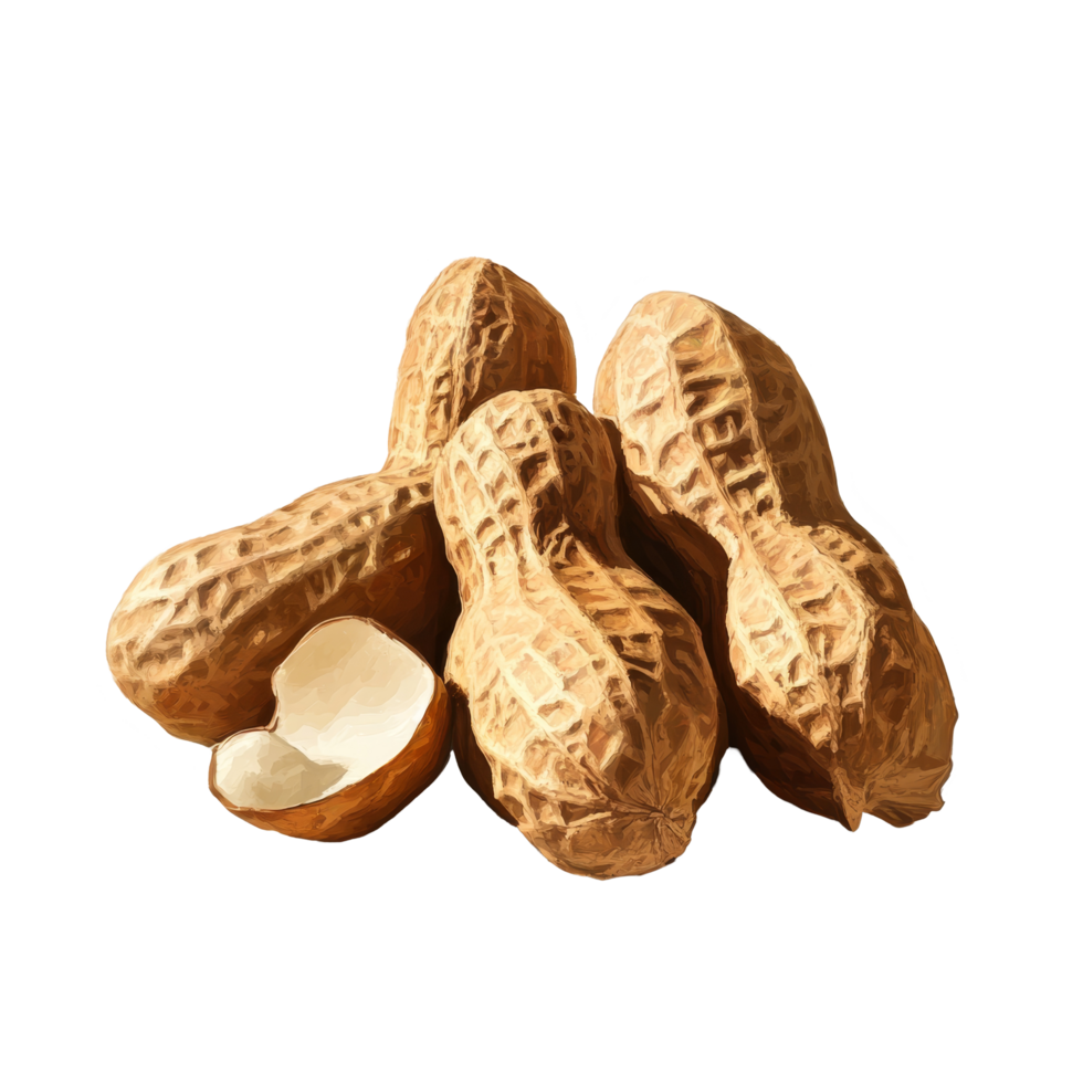 A collection of peeled and unpeeled peanuts arranged together on a light background showcasing their textures, Group of peeled and unpeeled peanuts png