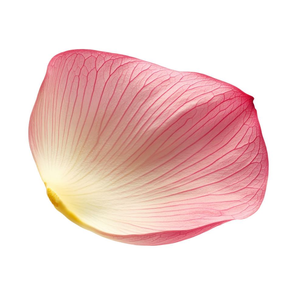 A delicate pink lotus petal on a pristine transparent background, illustrating natures elegance and tranquility, lotus petal on transparent background png