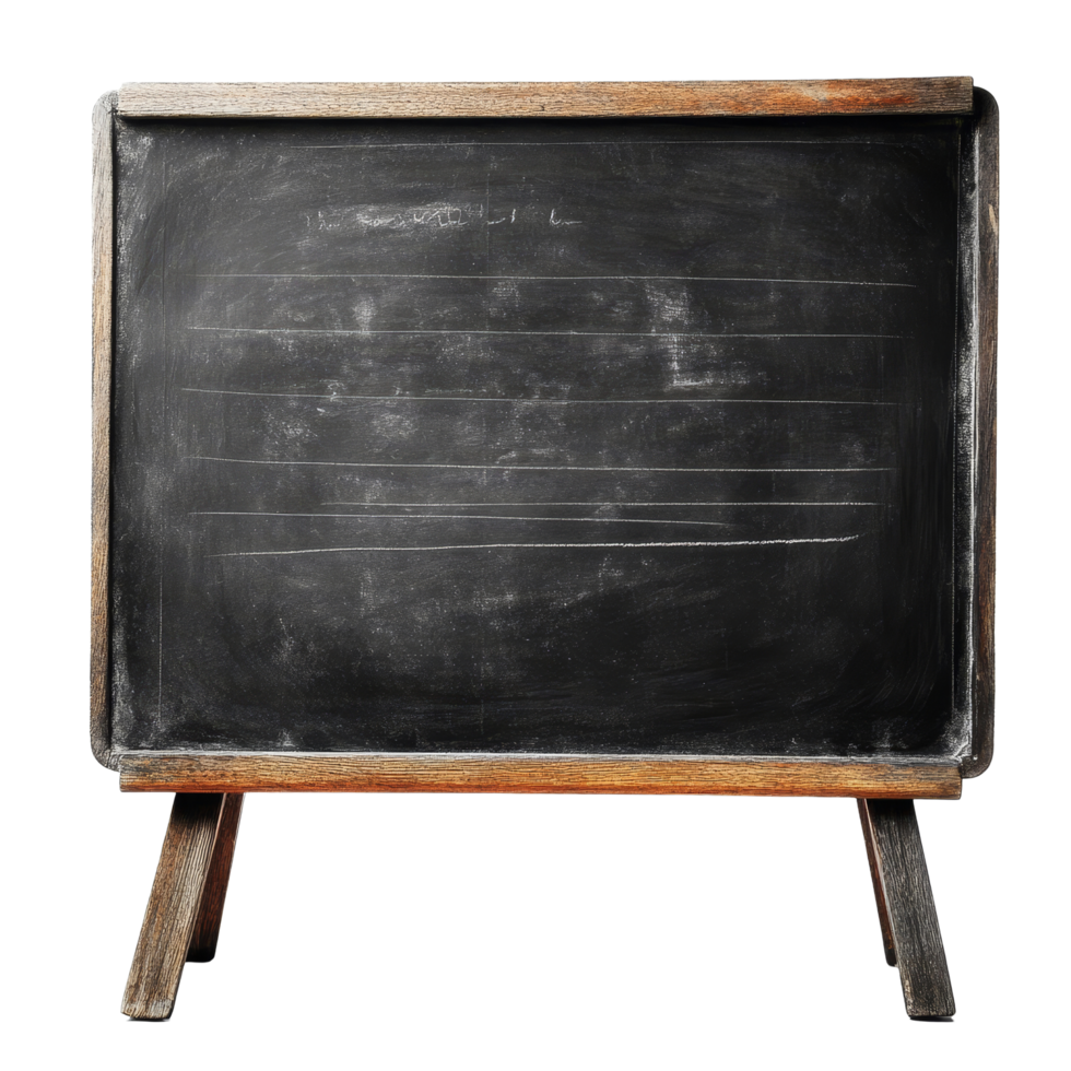 A vintage black chalkboard with a wooden frame isolated on a clean transparent background, Black chalkboard isolated on transparent background png