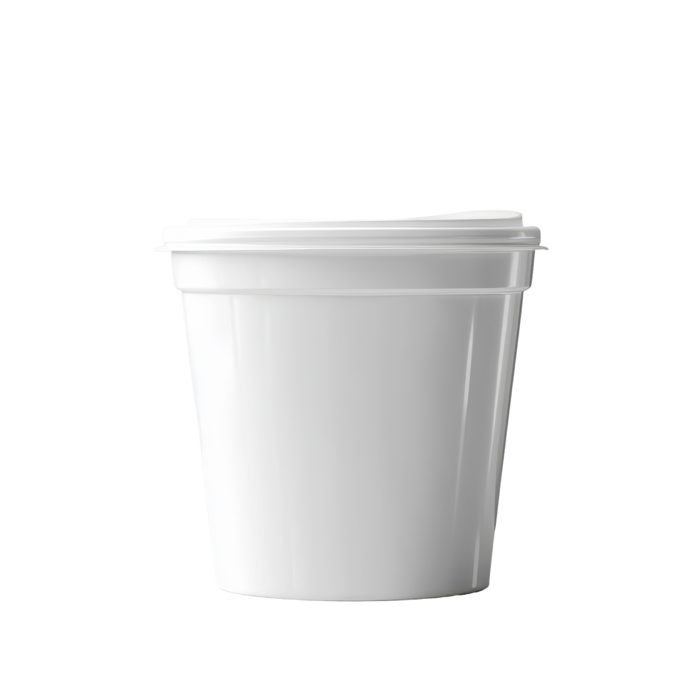 Blank yogurt or pudding container on a transparent colored background at a minimalistic setting, Blank pudding or yogurt packaging png