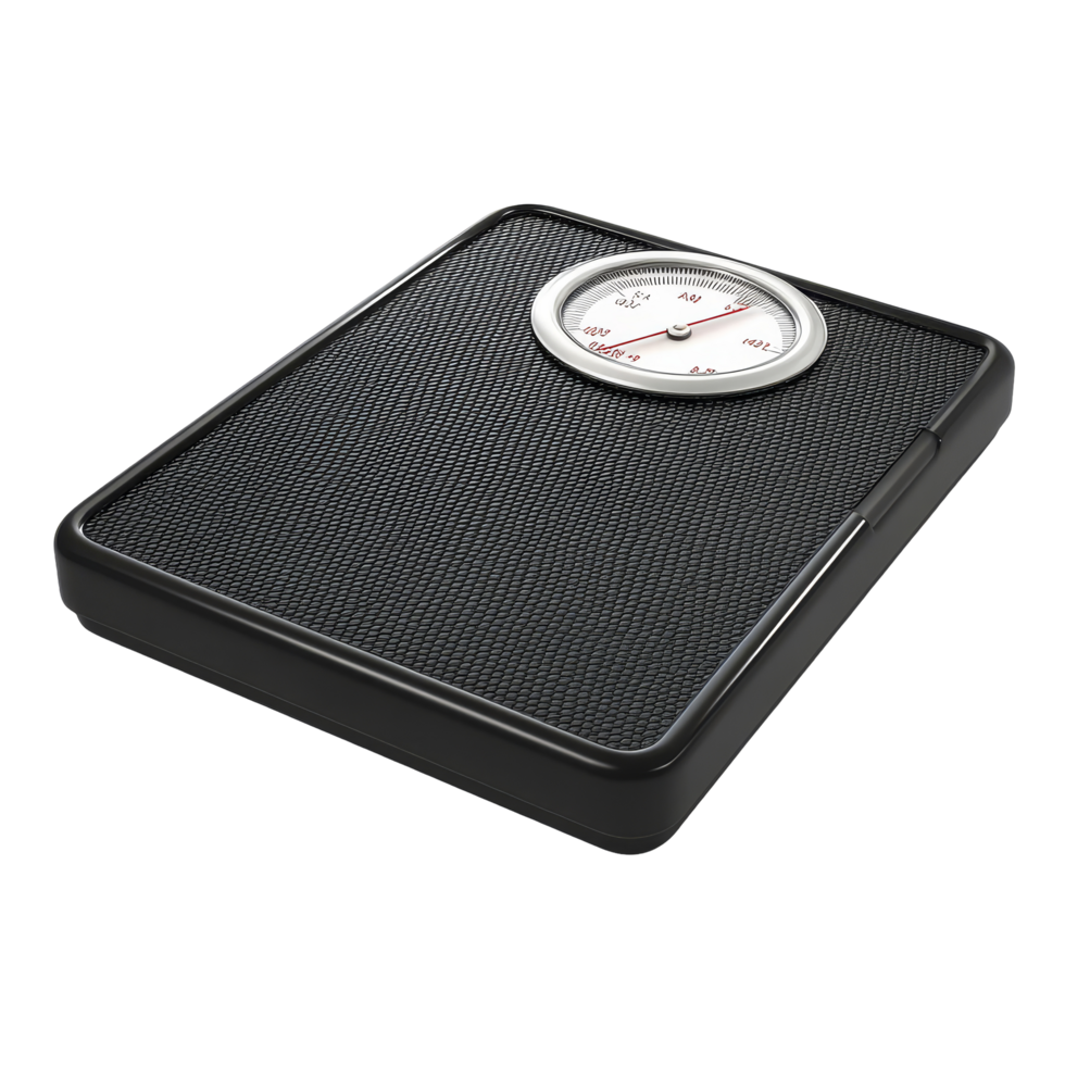 Weighing scale on a transparent background used for measuring body weight in a fitness or health context, weighing scale isolated on transparent background png