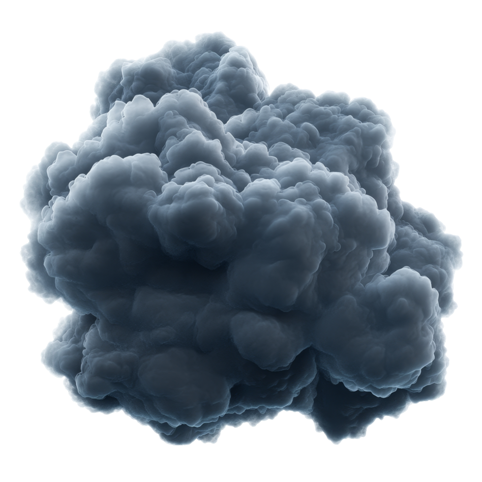 Dark storm clouds gather ominously on a transparent background depicting looming weather changes, 3D cartoon Dark Storm Clouds On transparent background png