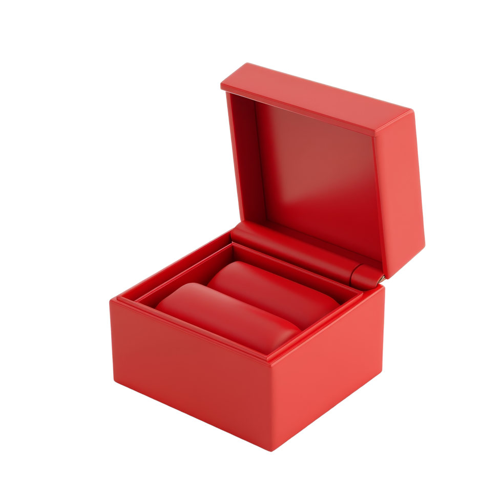A charming red ring box resting on a transparent surface suitable for special occasions and gifting jewelry, red ring box on transparent backgroundfile png