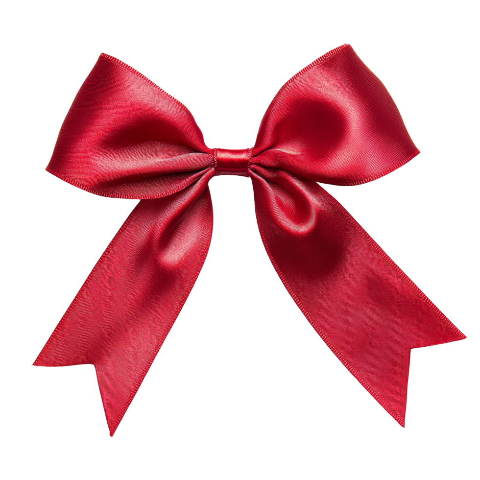 Elegant red ribbon bow isolated on a clean transparent background for festive decor or gift wrapping, red ribbon bow isolated on transparent background png
