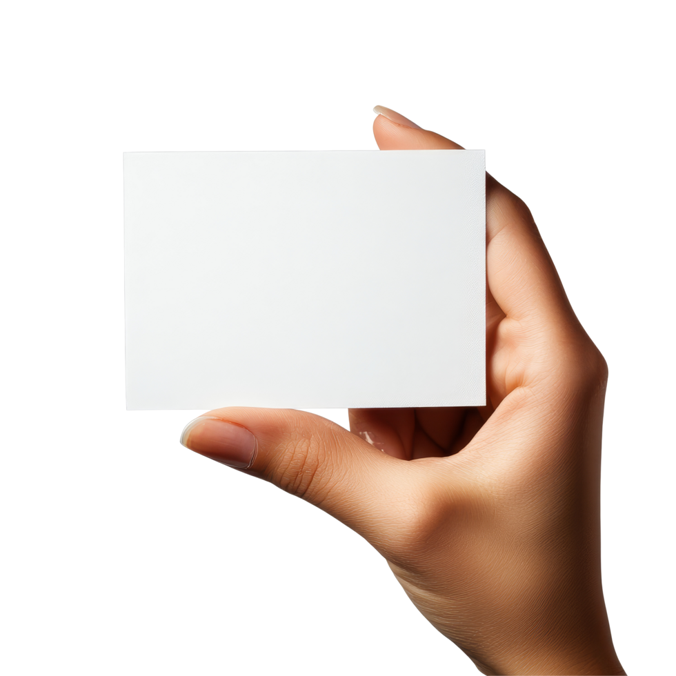 A hand presenting a blank transparent card against a simple background for customizable messaging or branding opportunities, Hand Holding Blank Card transparent background png