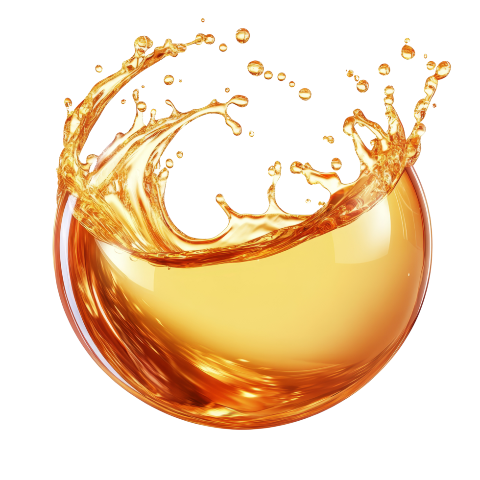 Oil splashing in a spherical shape creating a dynamic and fluid visual effect against a clean, transparent background, Oil splashing in sphere shape Stock Illustration png