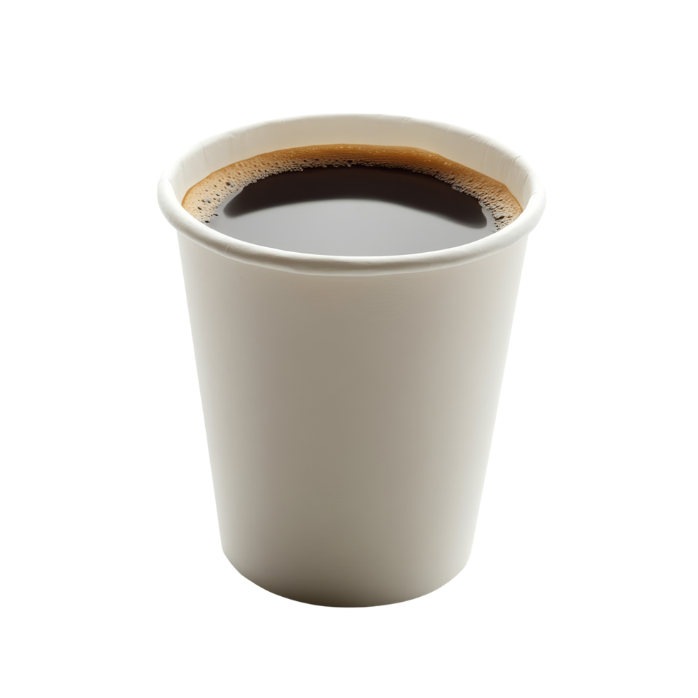 Warm cup of coffee resting on a clean transparent background ready to be enjoyed any time of day, transparent paper cup of coffee on transparent backgroundfile png