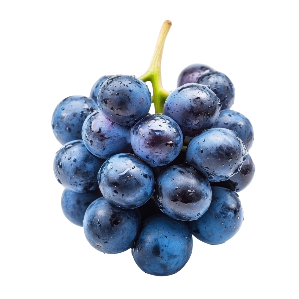 Fresh blue grapes isolated on a clean transparent background showcasing their natural beauty and texture, blue grape isolated on transparent background png