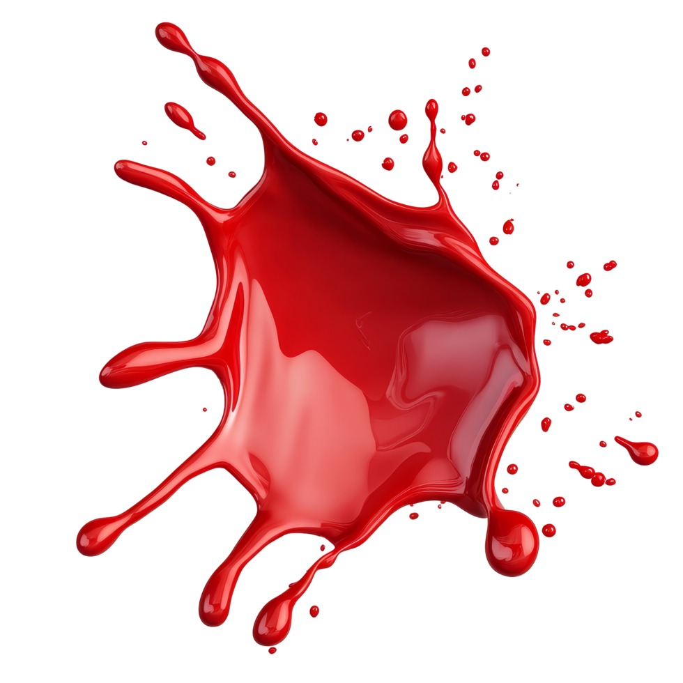 Red blood splashes beautifully against a stark transparent background, showcasing striking contrast and vivid color dynamics, Red Blood Splashes on transparent background png